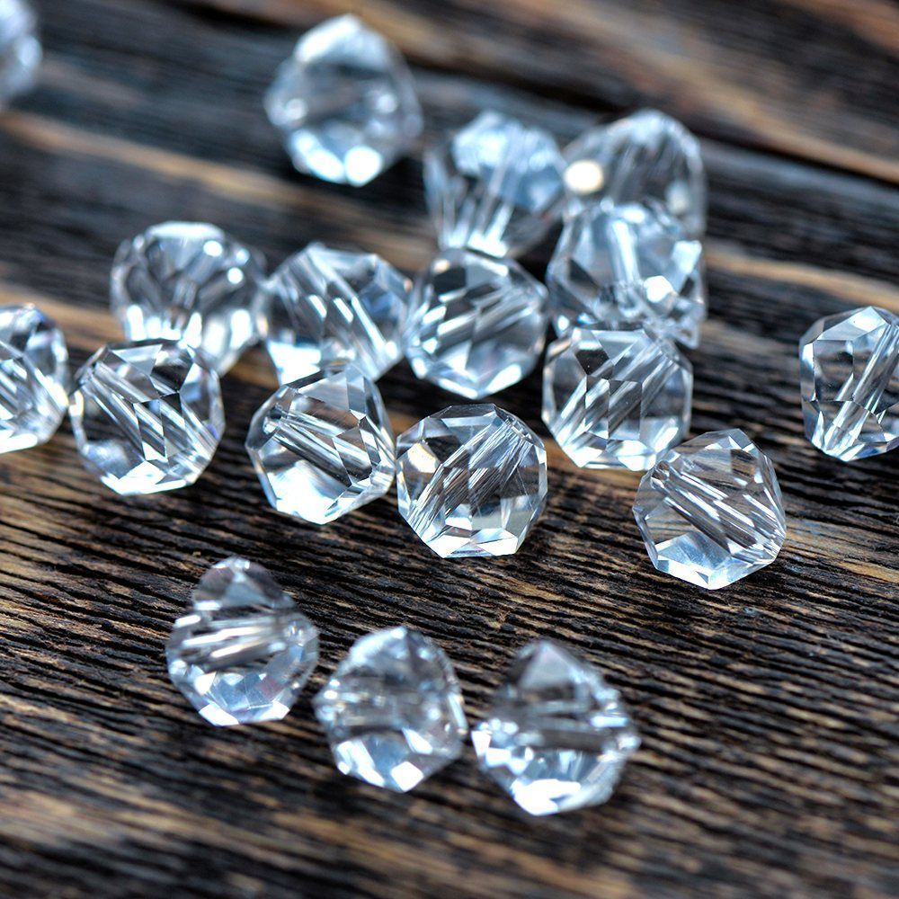 бусина, стекло "яблоко" 9, граненая, цвет прозрачный, 9х9 мм