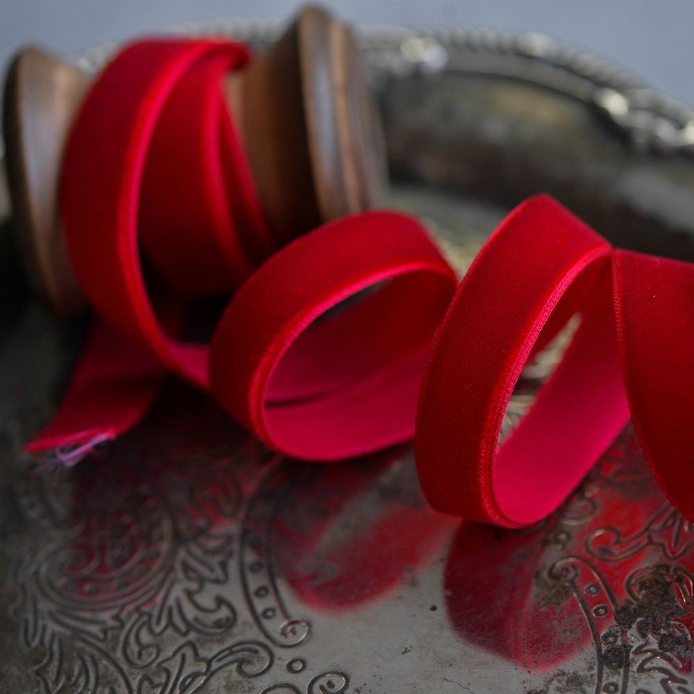 лента, бархат, цвет красный, ширина 12.7 мм ленты
