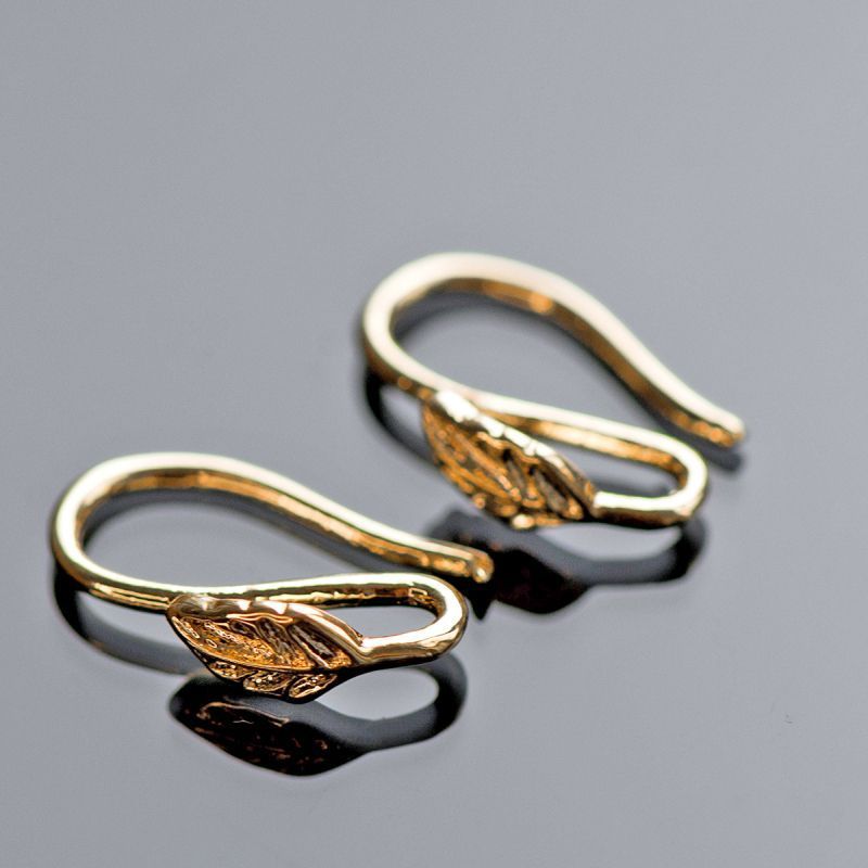 швензы "листик", позолоченные, 12x9x3 мм