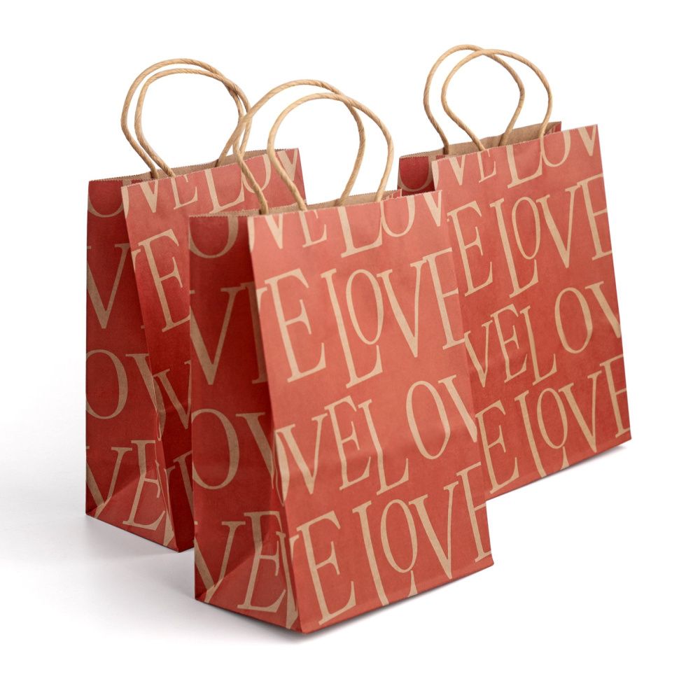 пакет крафт "love", бумага, цвет красный, 8x15x21 см