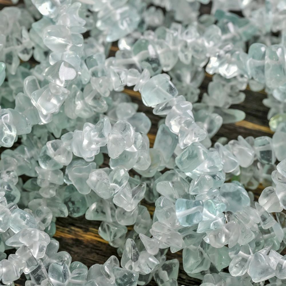 бусина имитация аквамарина, осколки, цвет аквамариновый, размерный микс