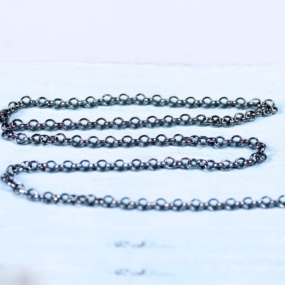 цепочка "раунд", цвет черный, звено 4х1 мм