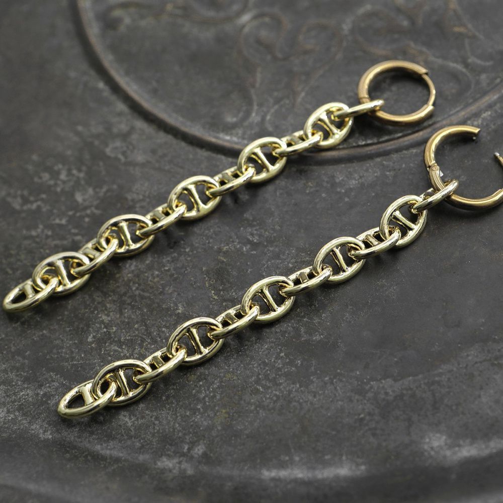 швензы "якорная цепь", сталь гипоаллергенная, цвет золото, 83 мм 