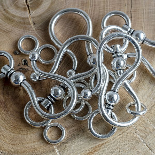 Замочки тоггл "петелька", цвет античное серебро, 38x16x8 мм