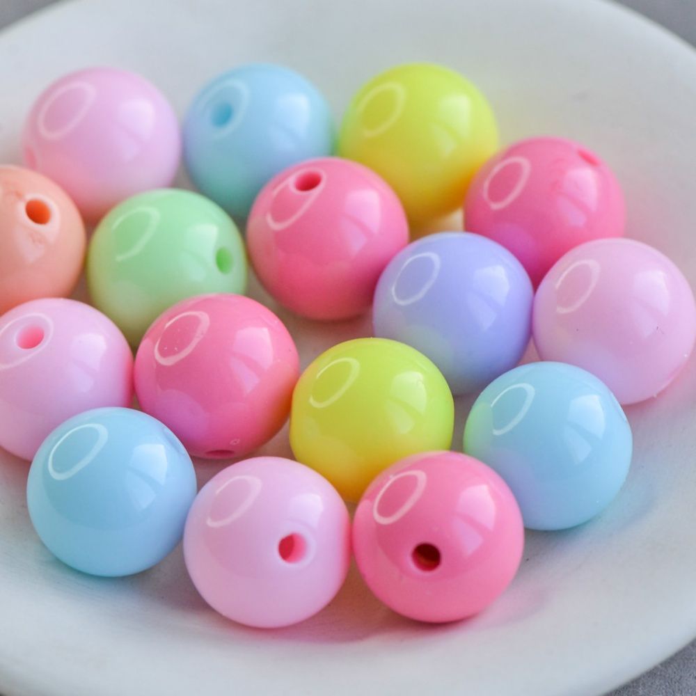 бусина, акрил "пастель", цветовой микс, 16 мм