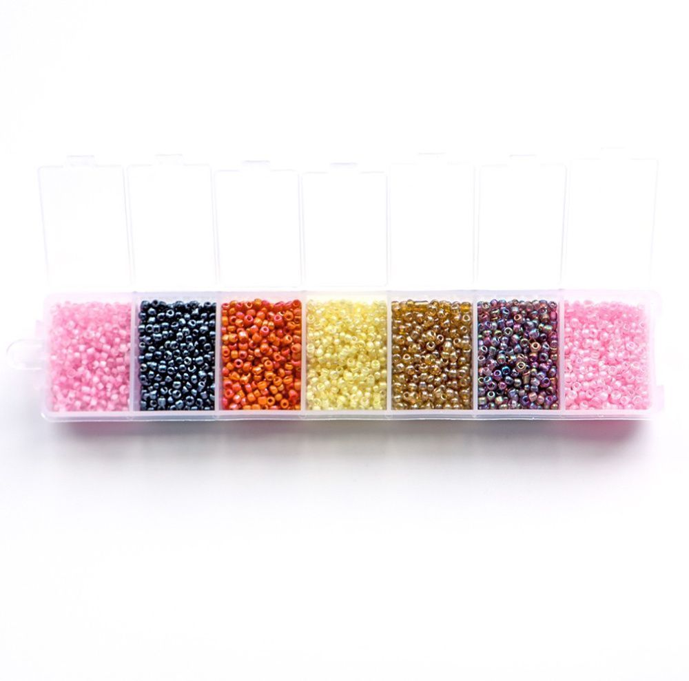 набор бисера круглого "милкшейк", 7 цветов