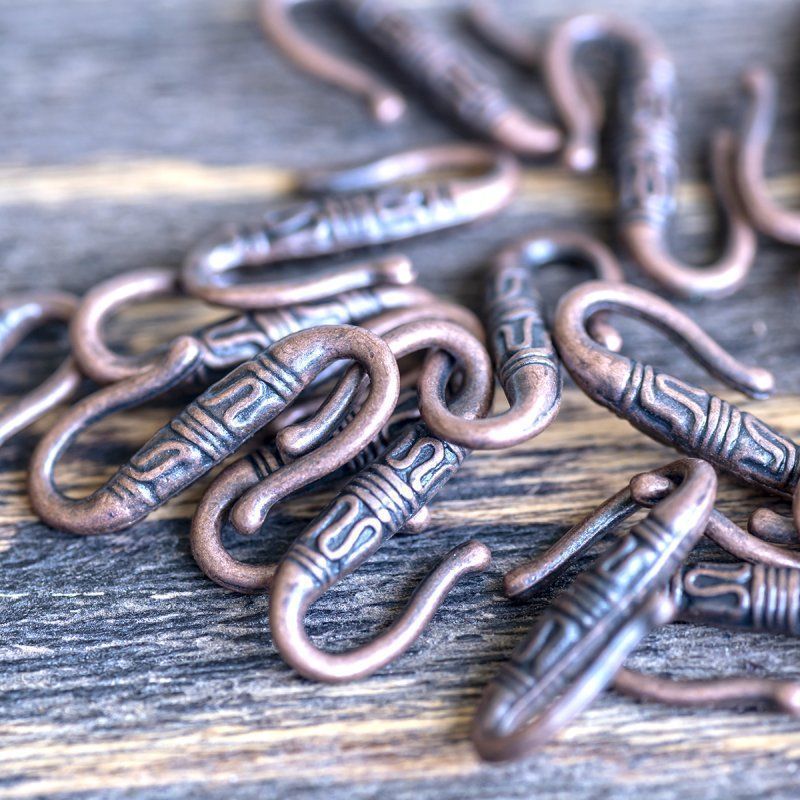 Замочки застежка "тибет", цвет красная медь, 22x6.5 мм