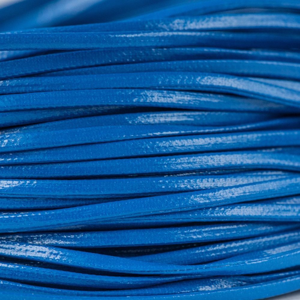 шнур, имитация кожи, плоский, цвет синий, 2х1 мм