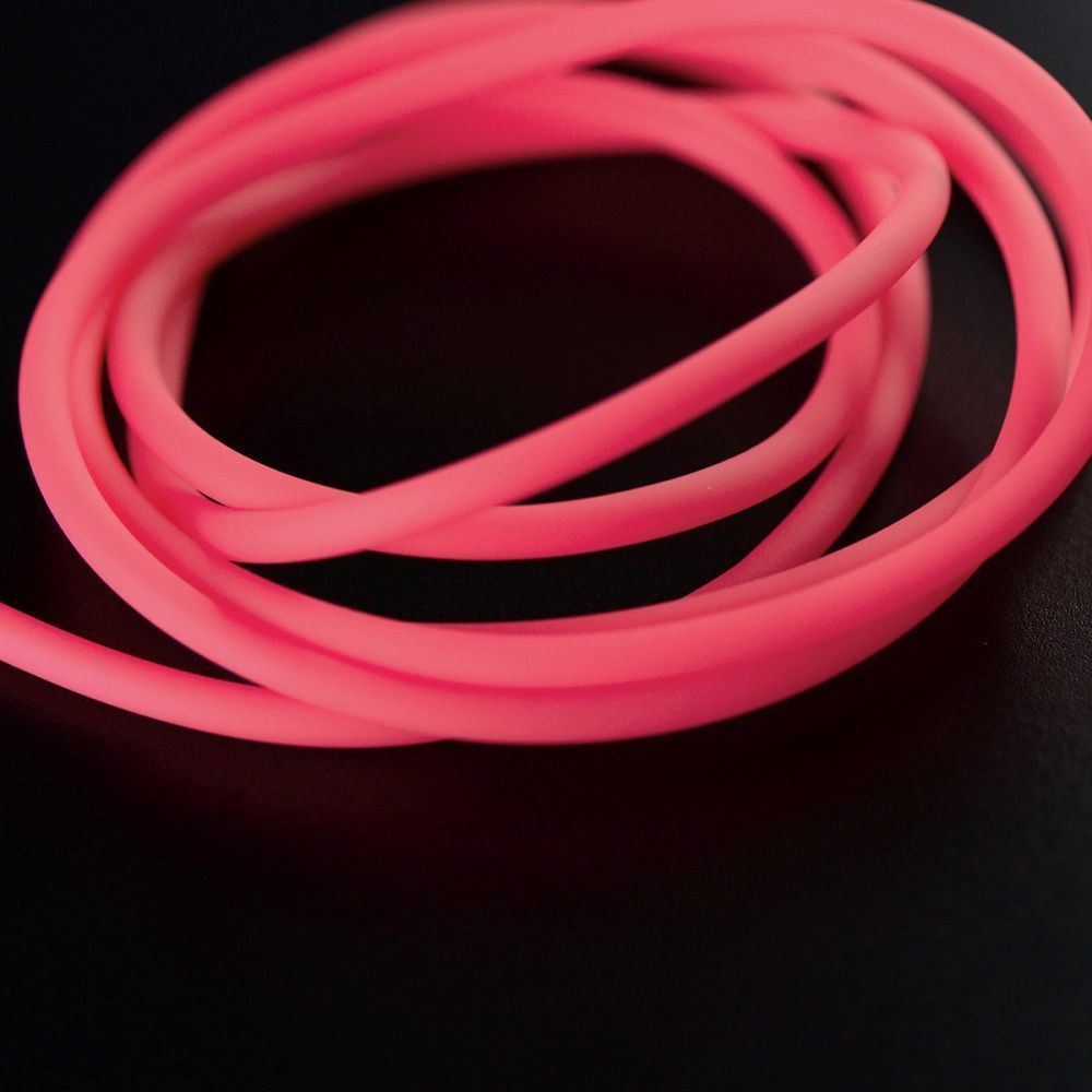шнур резиновый, с отверстием, цвет розовый неон, 3 мм