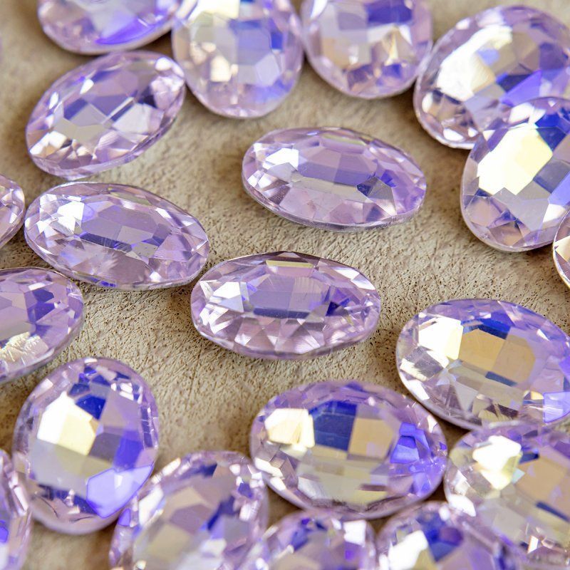 кабошон стекло кристалл, овальный, цвет lt.pink ab, 18х13 мм