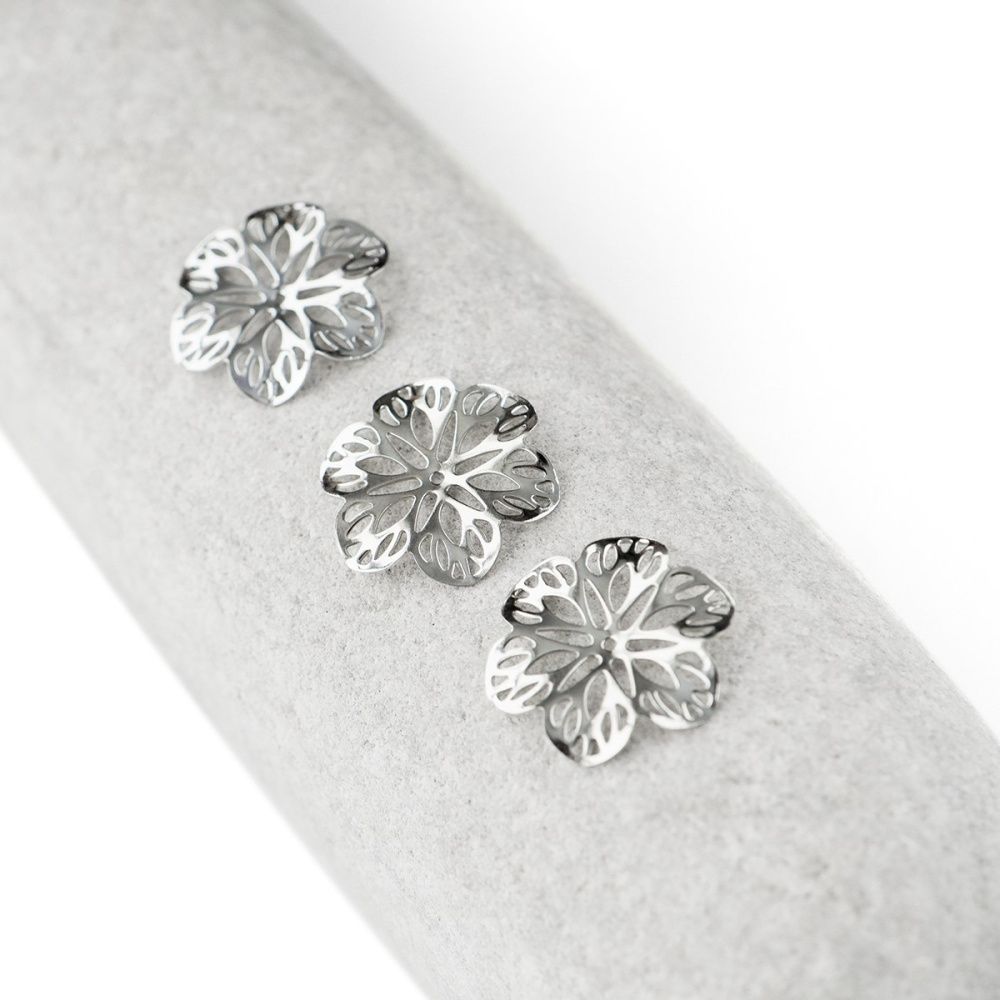 коннектор "филигрань анемон", цвет платина, 21x2 мм 