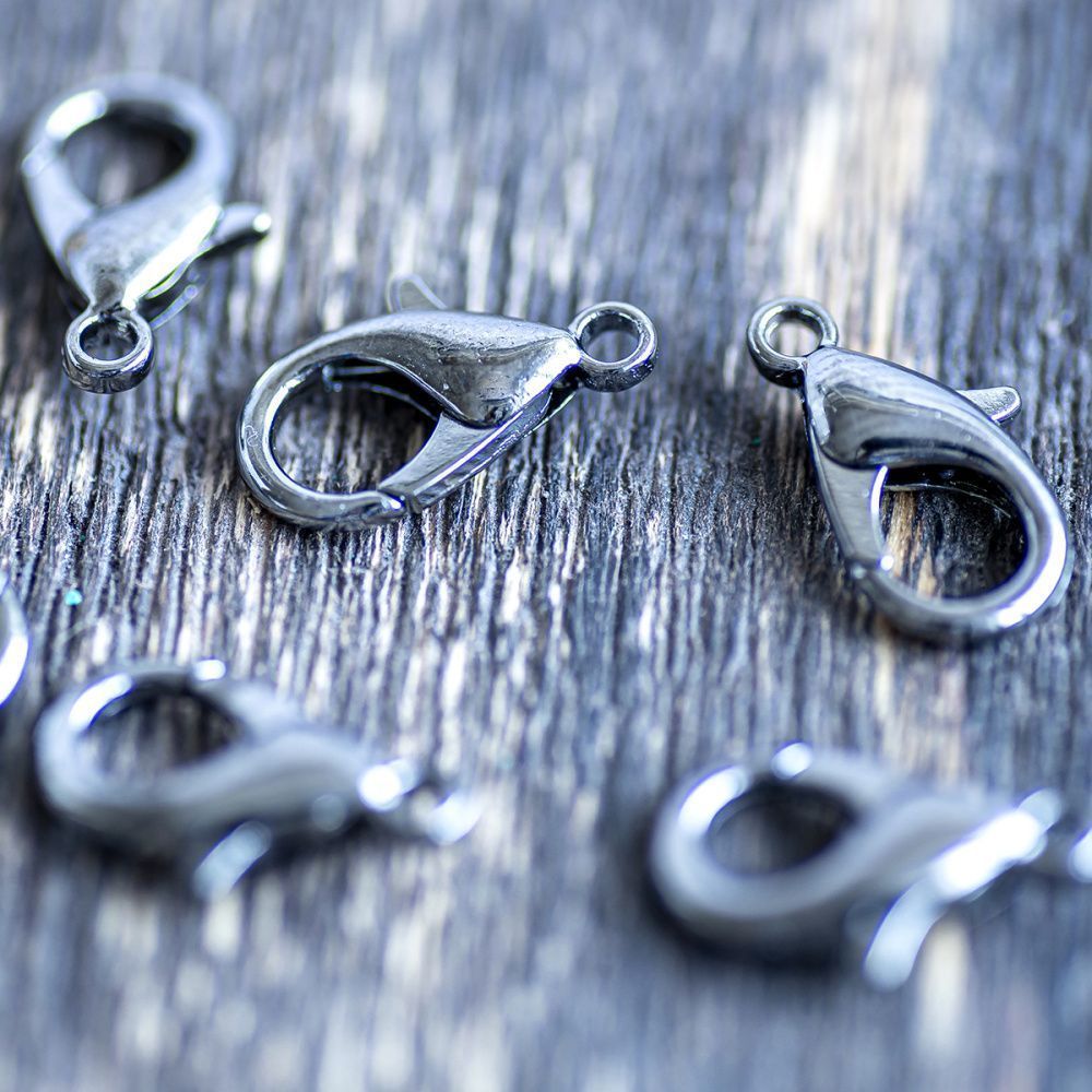 Замочки замочек-лобстер, цвет черный, 16х8 мм