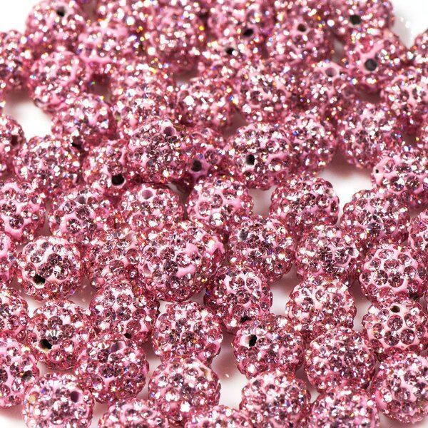 бусина "шамбала" 10, цвет светло-розовый, 10 мм