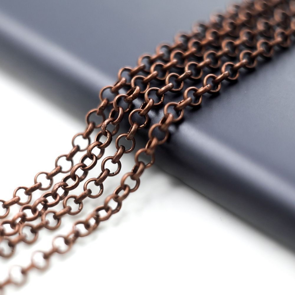 цепочка "раунд", цвет красная медь, звено 4х1 мм