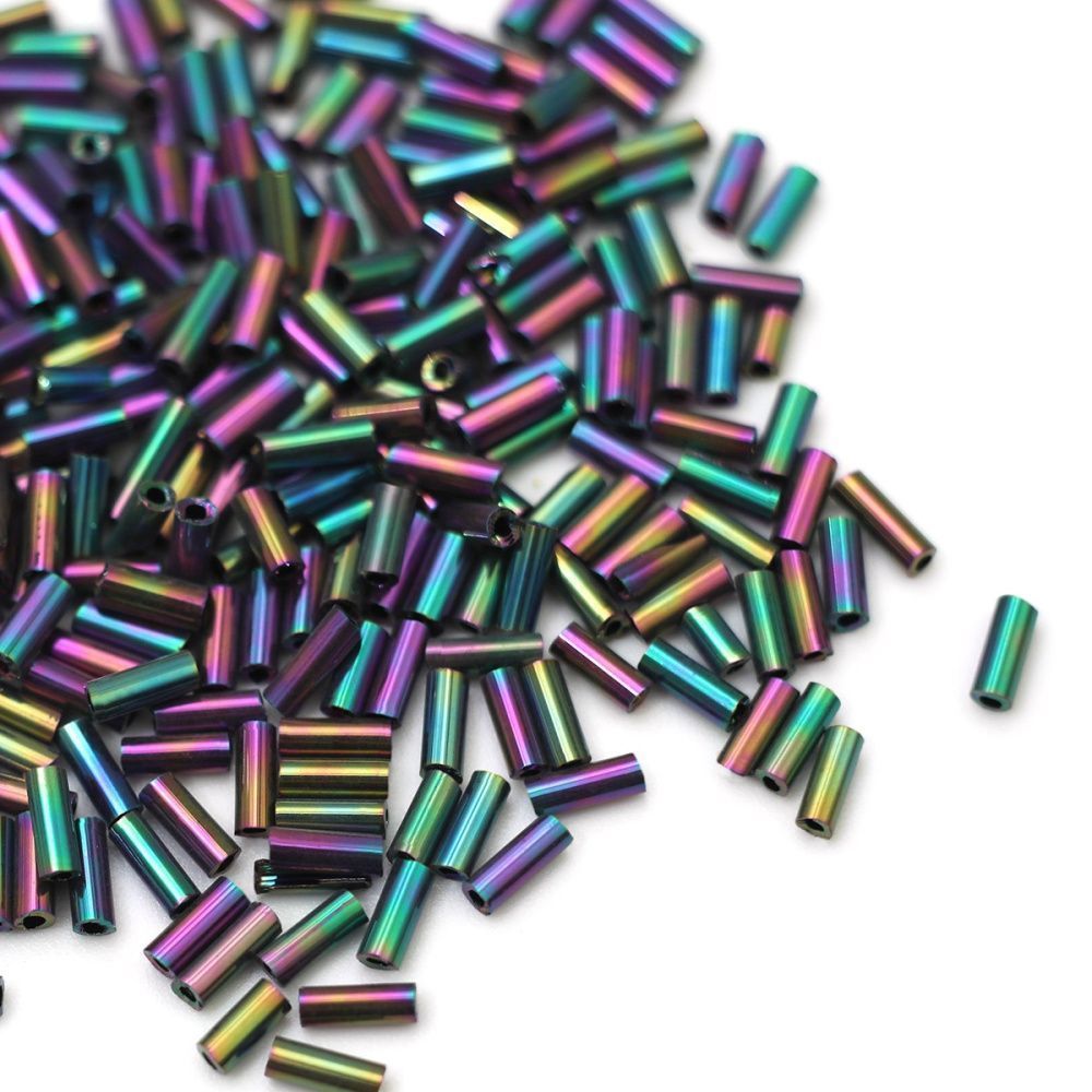 бисер "радуга", стеклярус, цвет бензиновый ирис (уп 7 г)