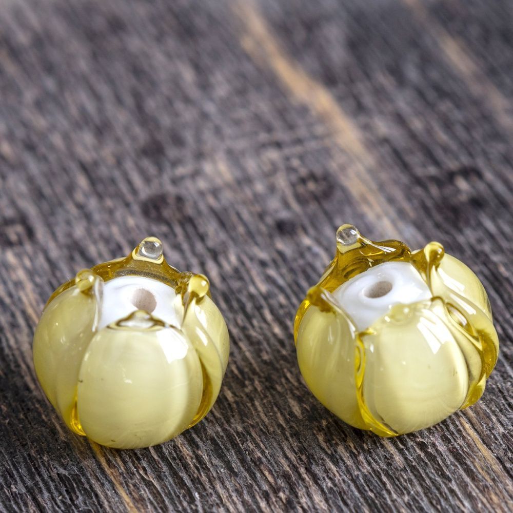 бусина, мурано "бутончик", желтый, 13х12 мм