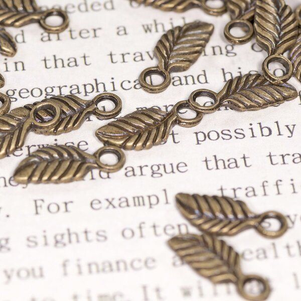 подвеска металлическая "листочек", цвет античная бронза, 14x6x2 мм