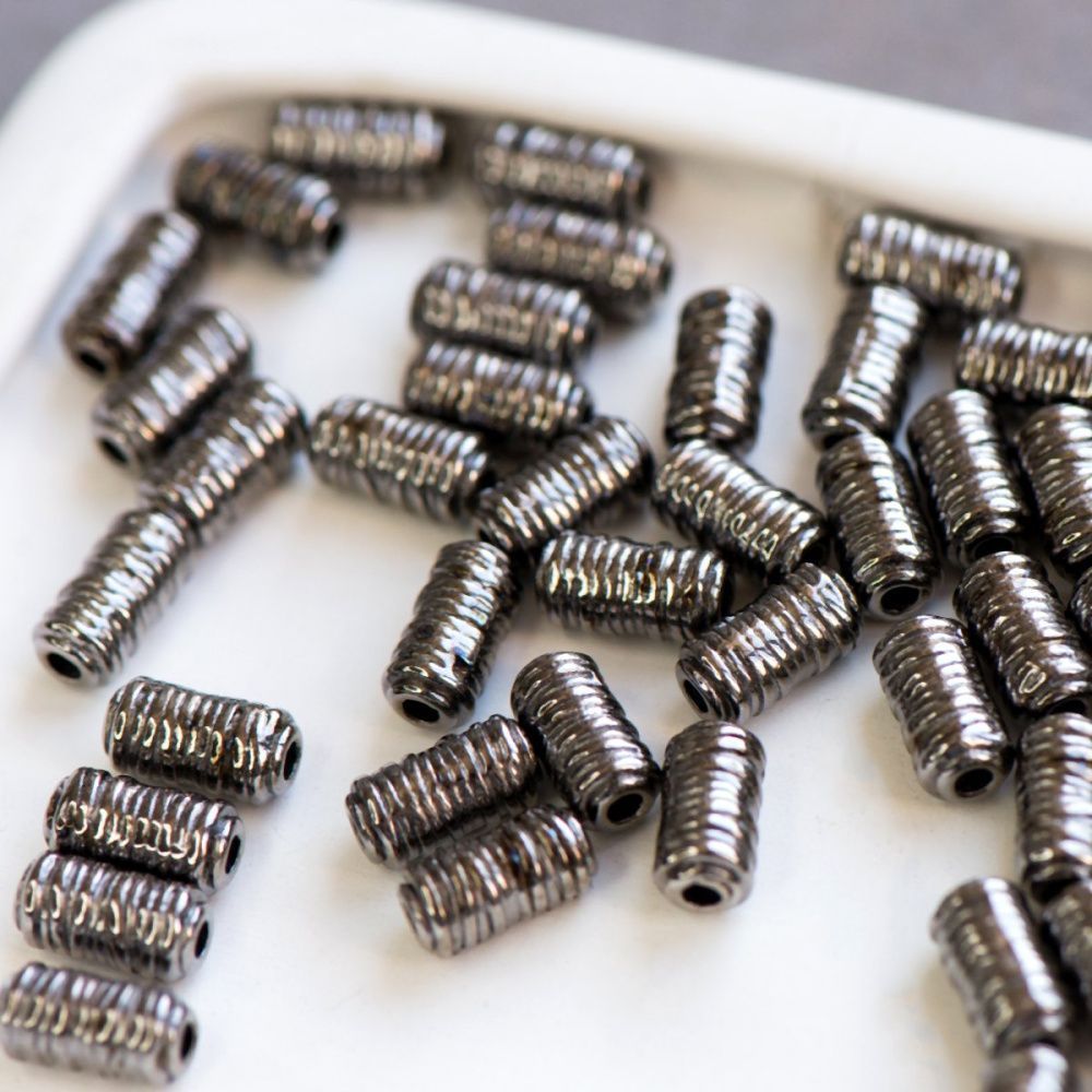 бусина, металл "серпантин", цвет черный, 11х6 мм