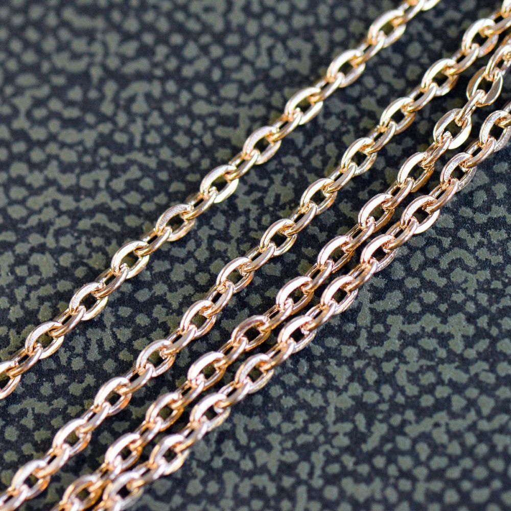 цепочка "овал", цвет розовое золото, звено 3х2х0,5 мм