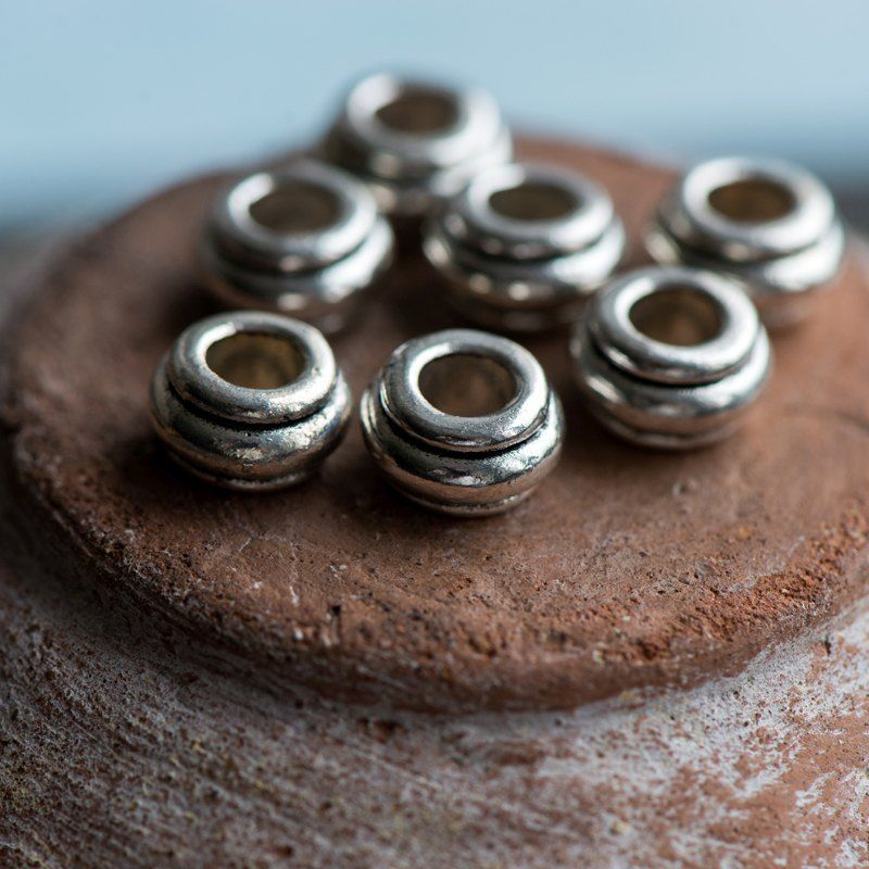 ес бусина металл "ролл", цвет античное серебро, 10х5.5 мм