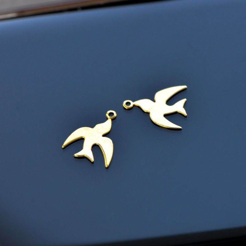 подвеска стальная "стриж", цвет золото, 14x11x0.4 мм