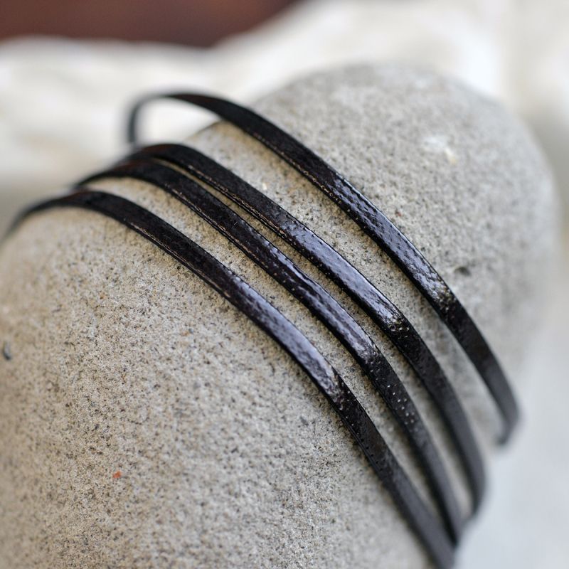 шнур, имитация кожи, плоский, цвет коричневый, 2х1 мм