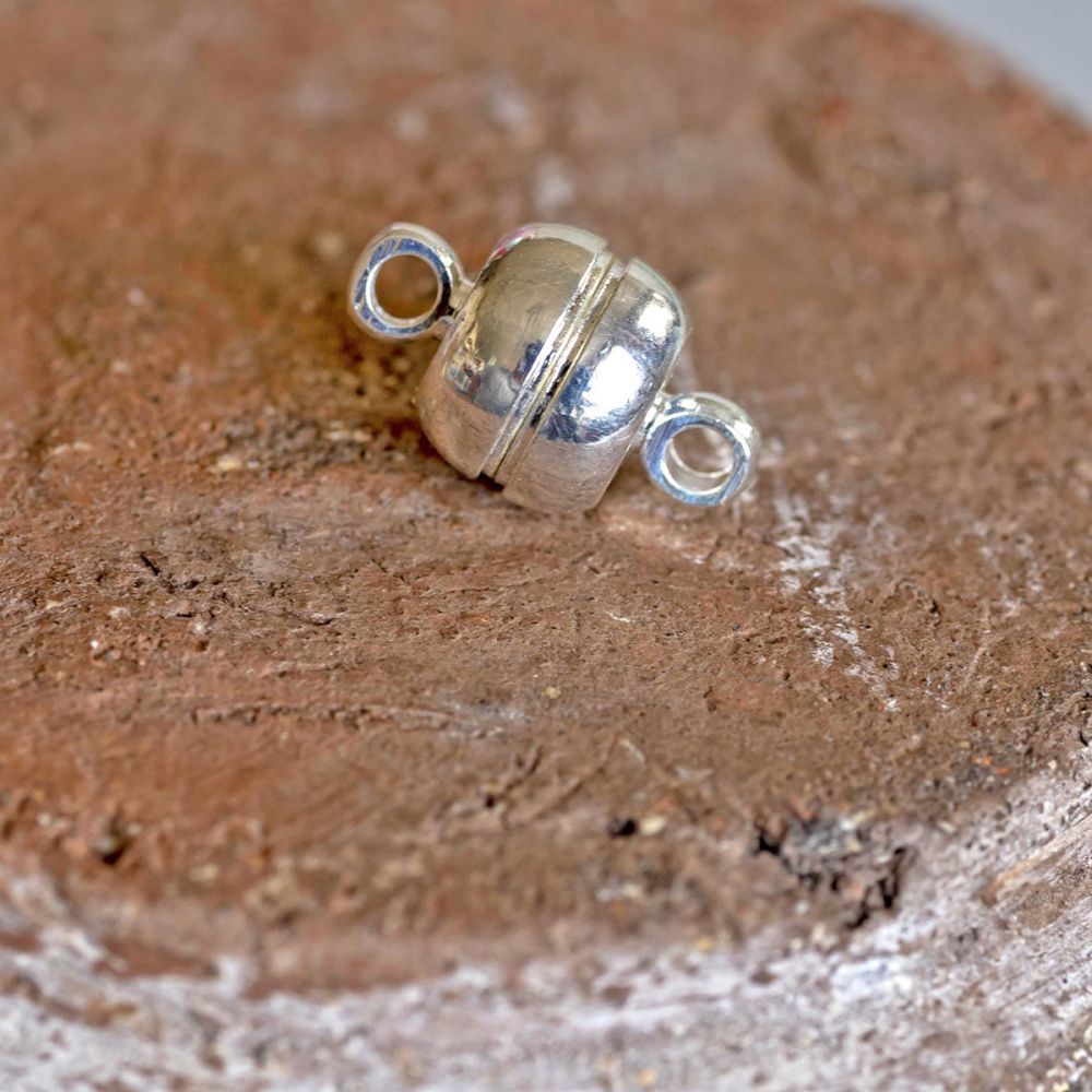 Замочки застежка магнитная "макарон", цвет серебро, 12х7 мм