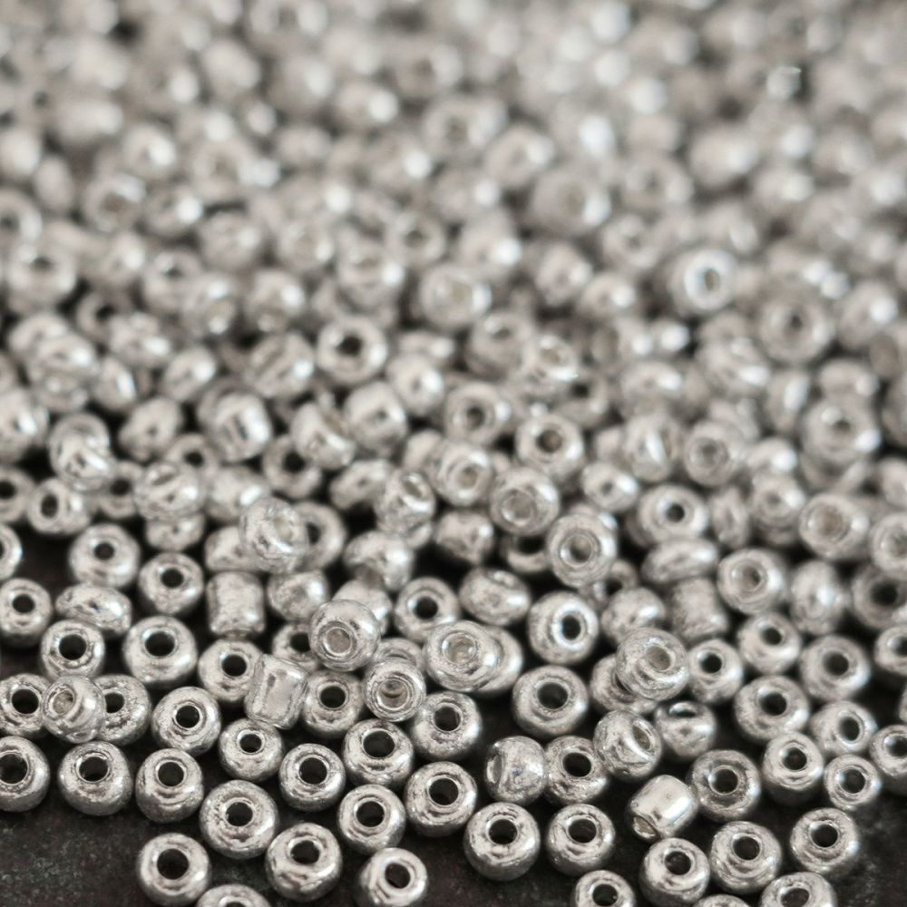 бисер "радуга", цвет металлик платина, 12/0 (уп 7 г)