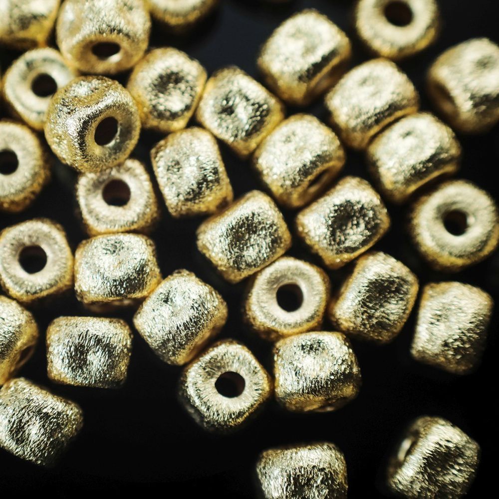 бусина, металл "текстура", позолота, 5.5x4.5 мм