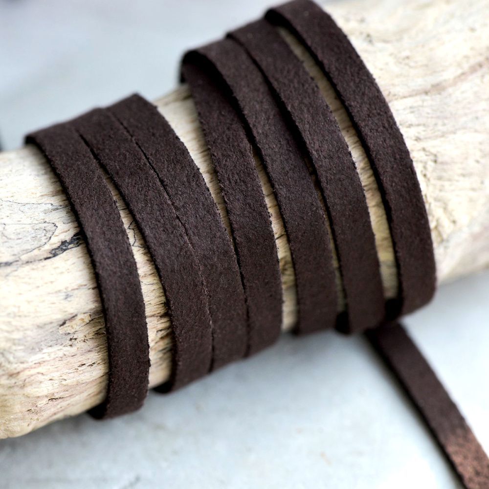 шнур из искусственной замши, коричневый, 5х1.5 мм