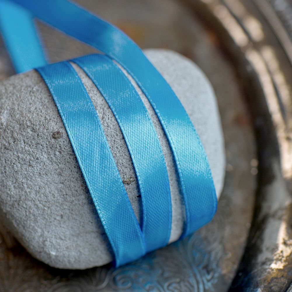 лента, атлас, цвет васильковый, ширина 10 мм ленты