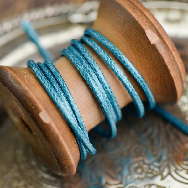 шнур вощеный, цвет бирюзовый, 2 мм