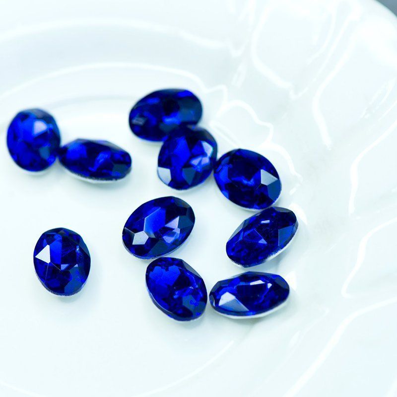 кабошон стекло кристалл, овальный, цвет sapphire, 14х10 мм