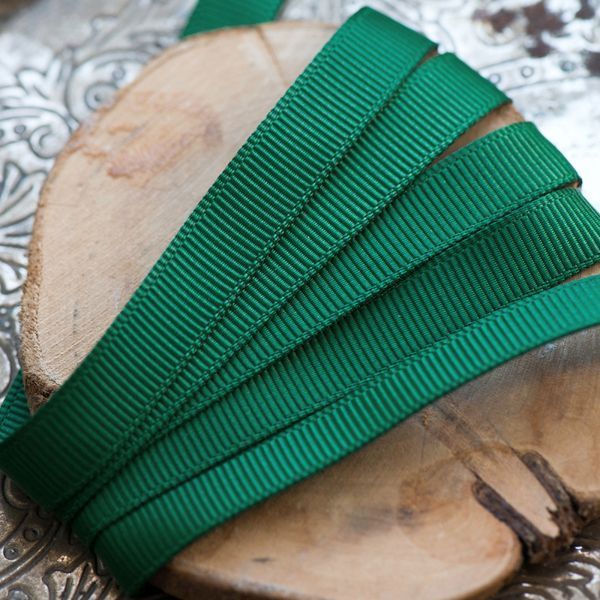 лента репсовая, цвет темный травяной зеленый, ширина 9.5 мм ленты