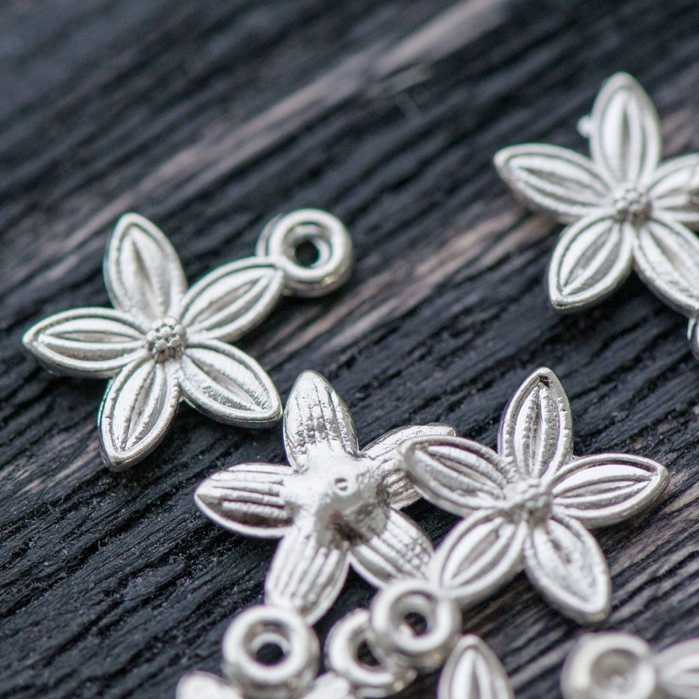 подвеска металлическая "пятицветик", цвет серебро, 13.5х10,5 мм