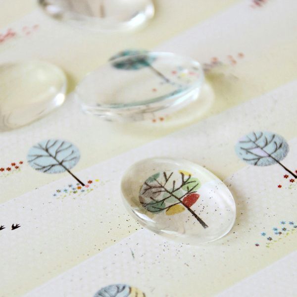 кабошон стеклянный, овальный, прозрачный, 18х13 мм