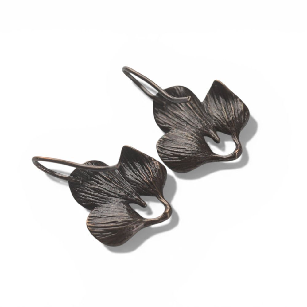 швензы "листва", цвет античная бронза, 20x14.5x2 мм
