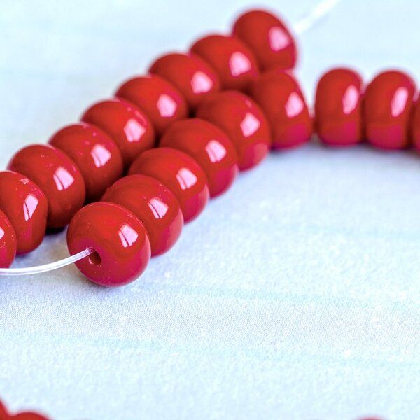 бусина, стекло, абакус, цвет красный, окрашена, 8х5 мм