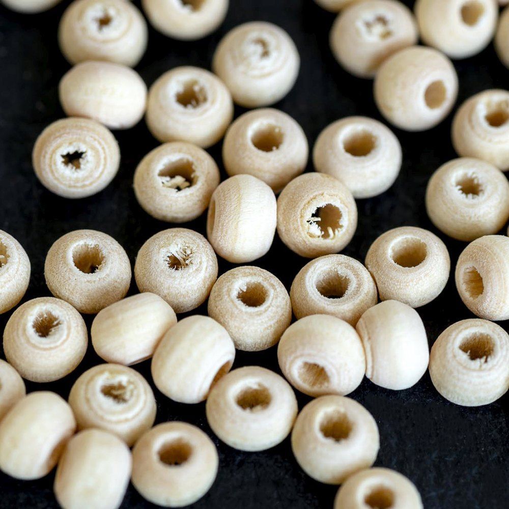 бусина дерево 4, цвет натуральный, 4 мм, (уп 3 г)