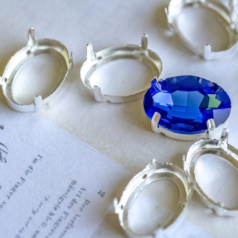 цапы для стразов овальные, открытые, серебро, 18х13 мм