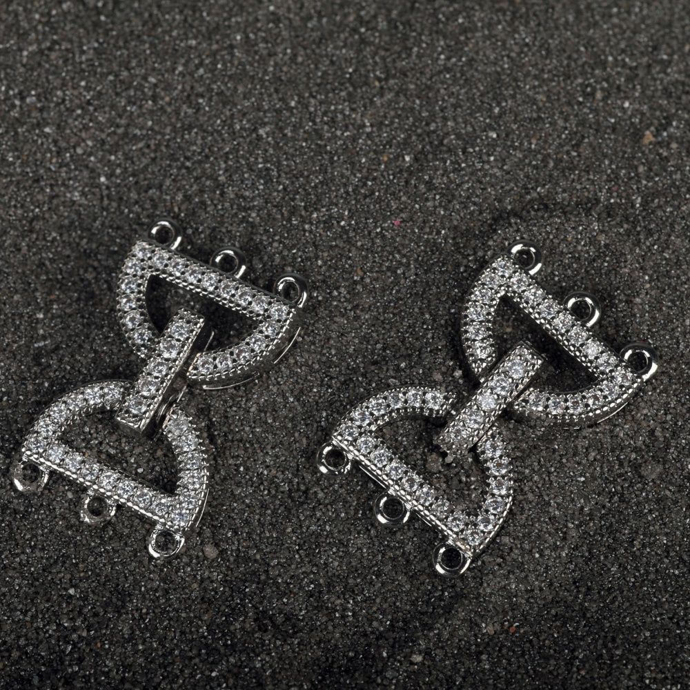 замок для украшений "арко", покрытие платина/циркон, 24 мм