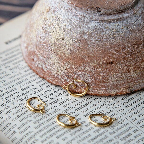 швензы "скролл", цвет золото светлое, 15.5x11x2 мм