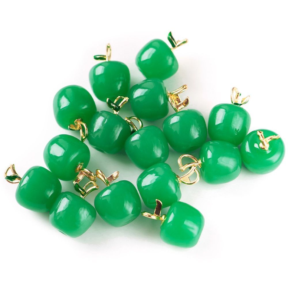 подвеска лэмпворк "яблоко", цвет зеленый, 19x14 мм