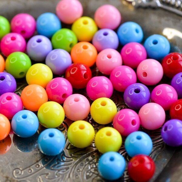 бусина, акрил "драже", цветовой микс, 12 мм