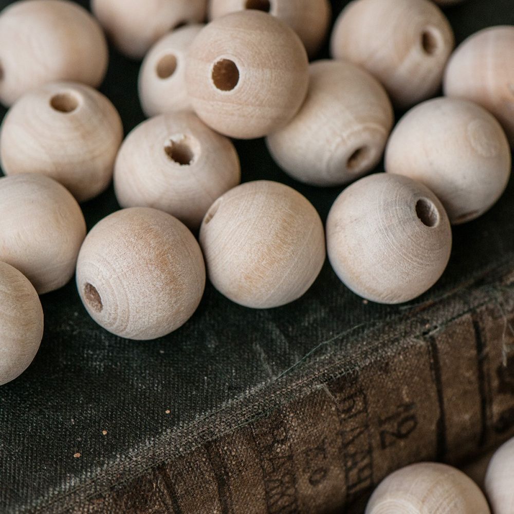 бусина дерево 18, для обвязки, цвет натуральный, 18 мм