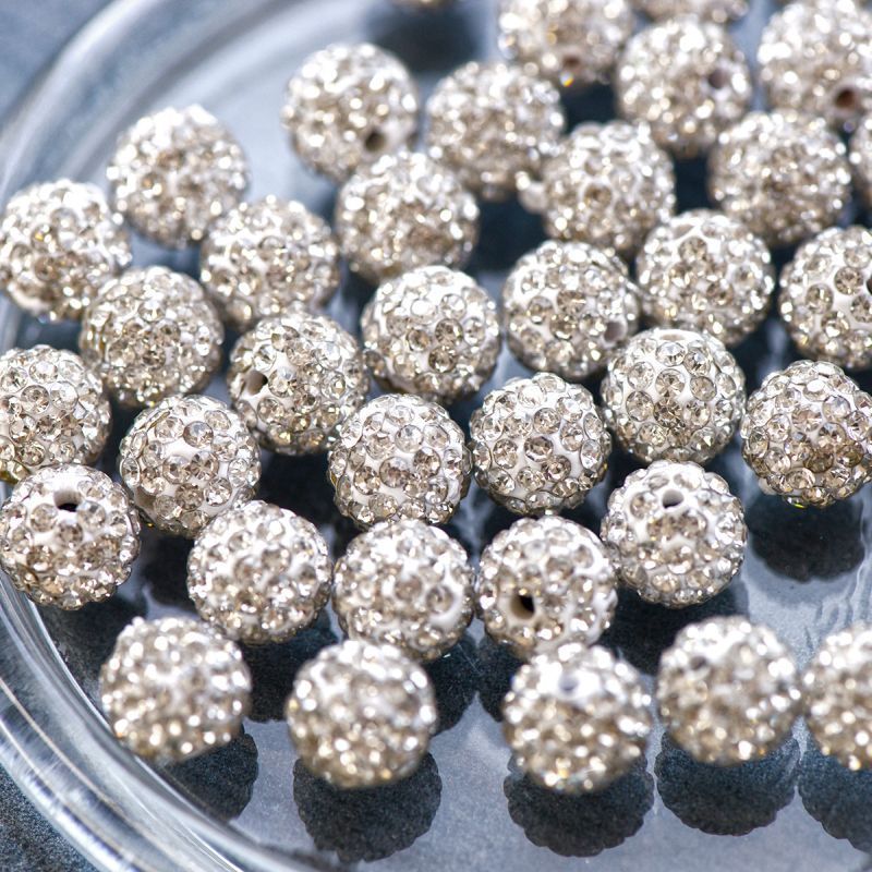 бусина "шамбала" 10, цвет белый, 10 мм