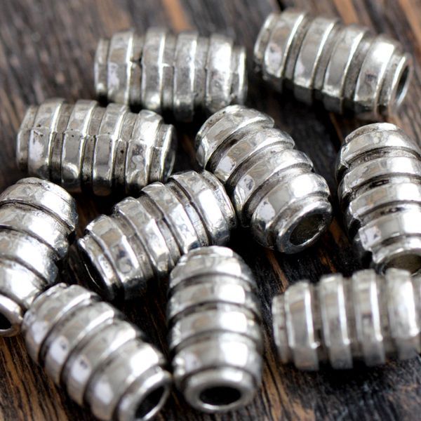 ес бусина металл "роллер", цвет античное серебро, 15x9.5 мм