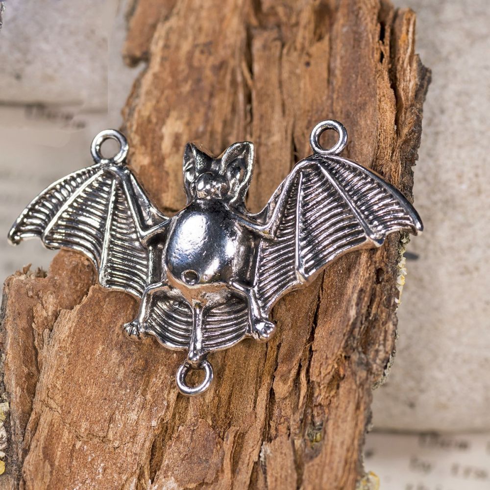 коннектор "летучая мышь", цвет античное серебро, 30x47.5x5 мм