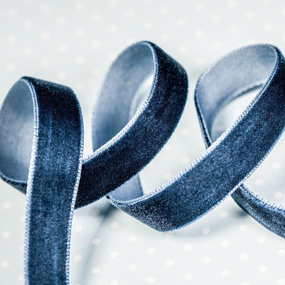 лента, бархат, цвет прусский  синий, ширина 12.7 мм ленты