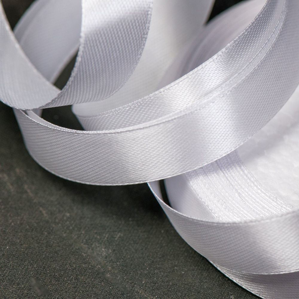 лента, атлас, цвет белый, ширина 15 мм ленты